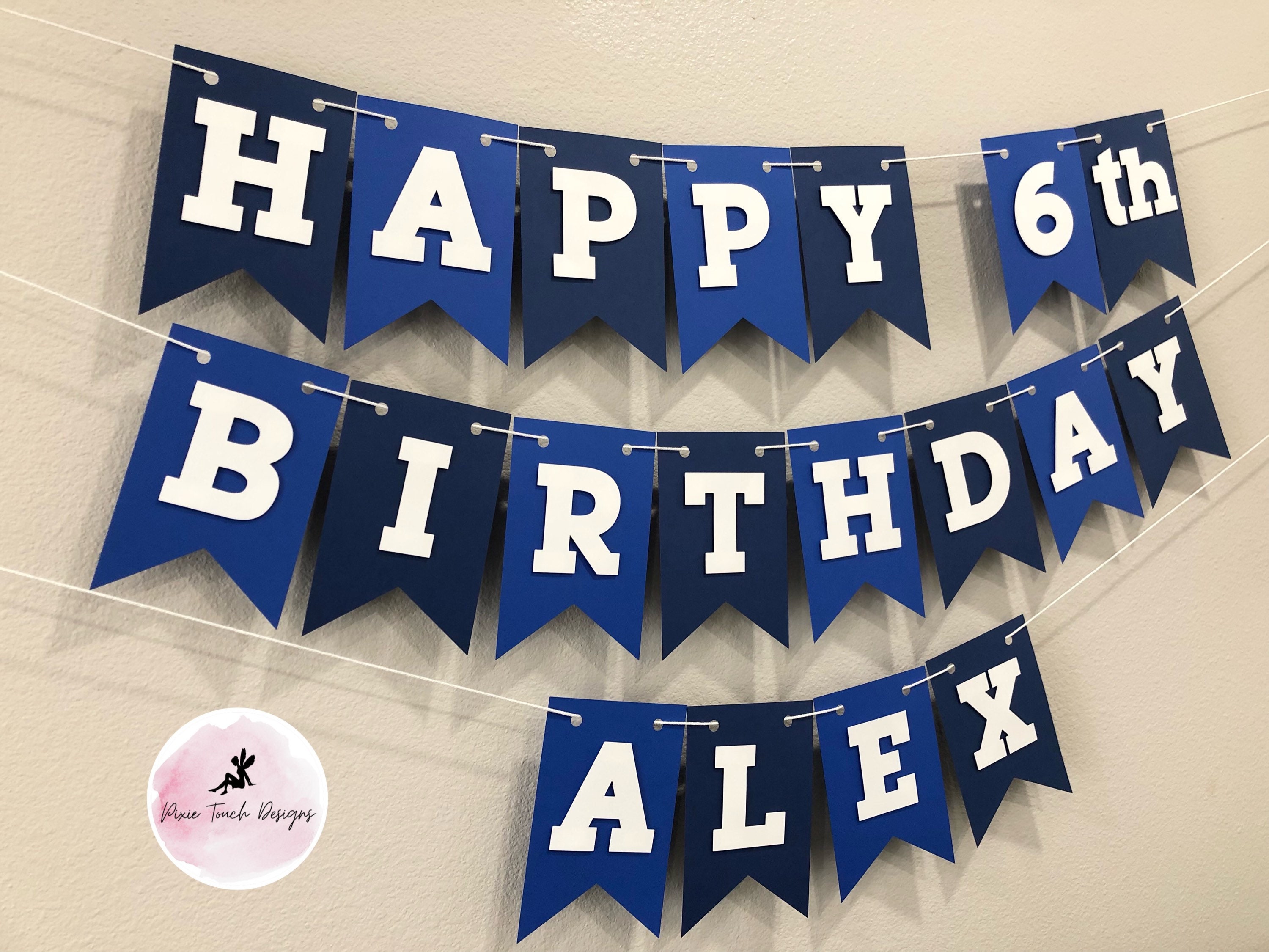 Happy Birthday Banner With Name Blue Happy Birthday Banner With Name. Happy Birthday Banner Personalized.  Nautical Birthday Banner. Navy Banner. Blue Banner. Male Banner.