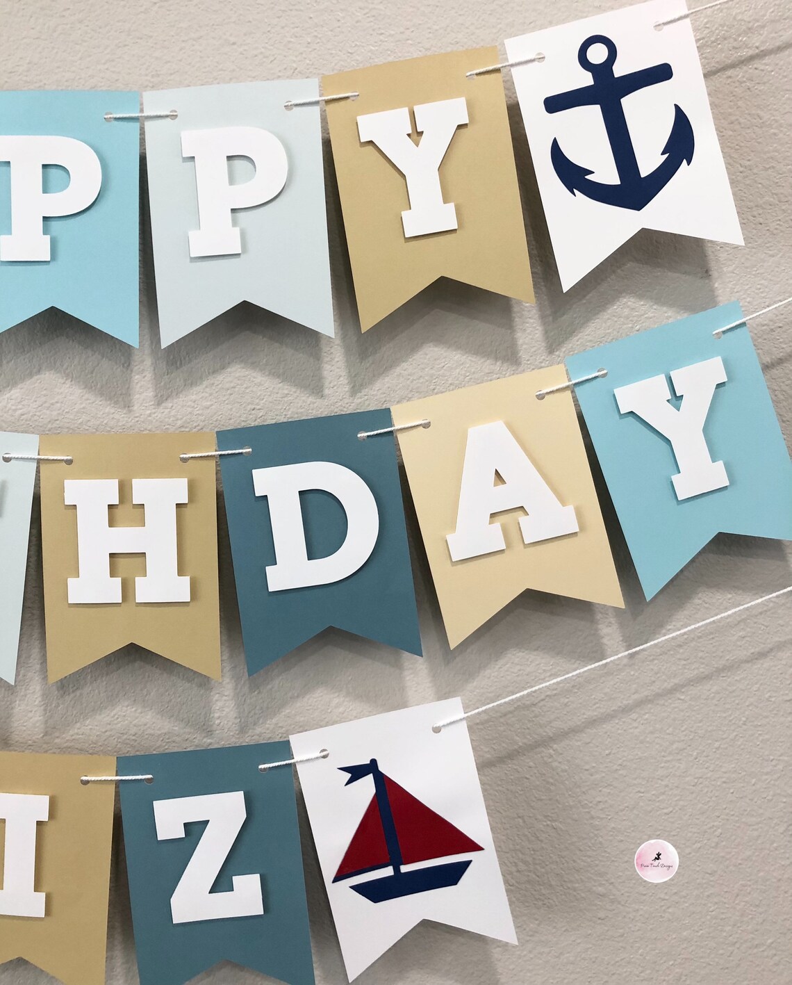 Nautical Happy Birthday Banner With Name. Happy Birthday - Etsy