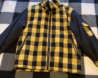 black and yellow checkered jacket