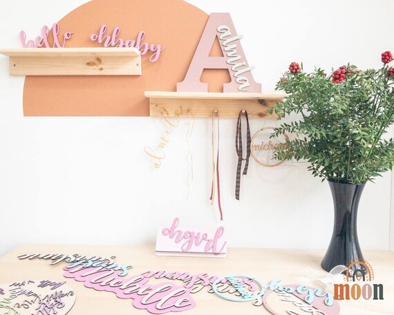 ❤ MDF wooden joined name plaques Freestanding initial capital personalised ❤ 