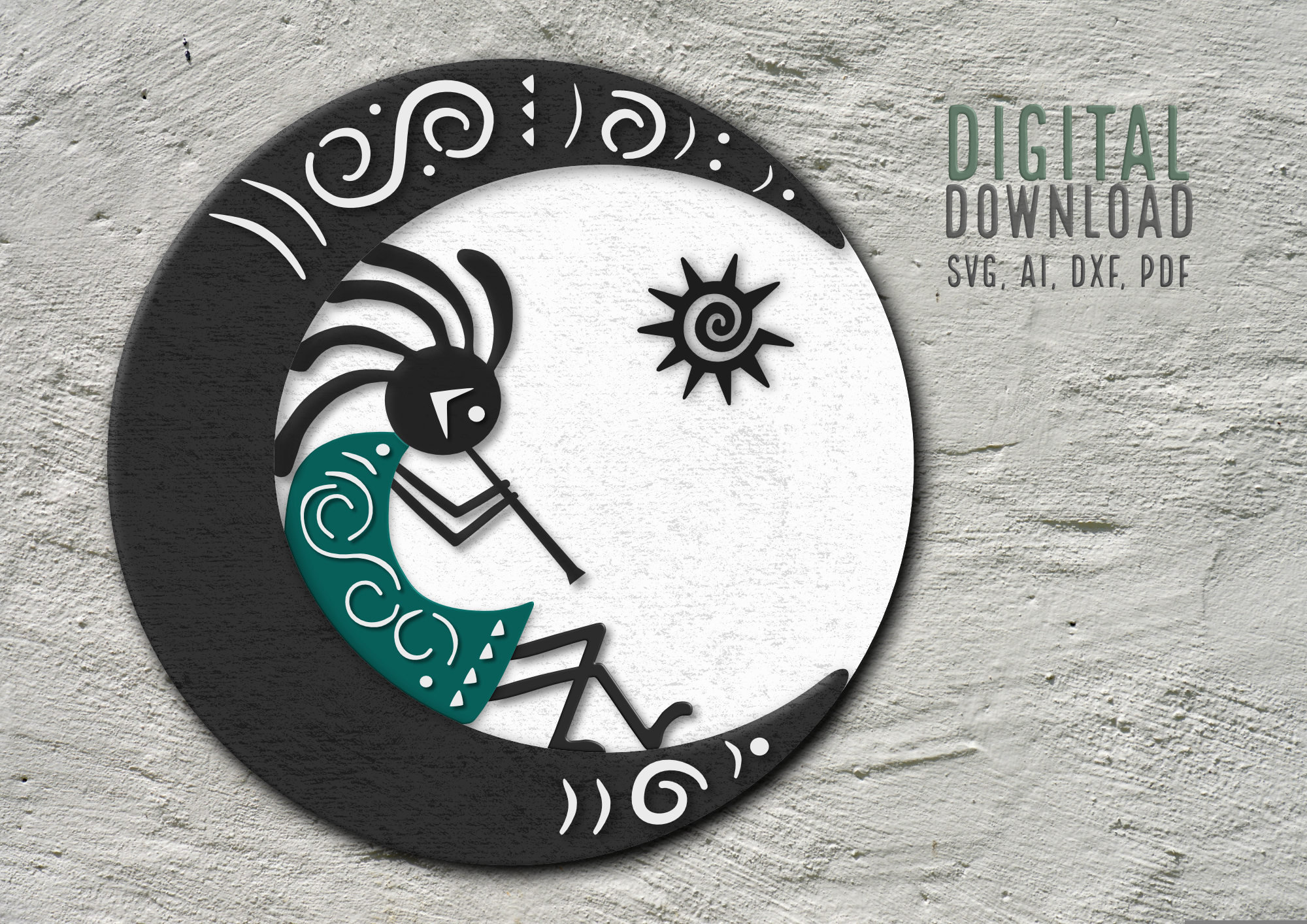 Kokopelli Tribal Wall Art Digital Download Vector File. LASER CUT FILES