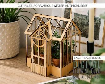 Mini Greenhouse indoor / Terrarium / Flower box SVG, DXF, AI digital download vector file laser cut , glowforge, circuit