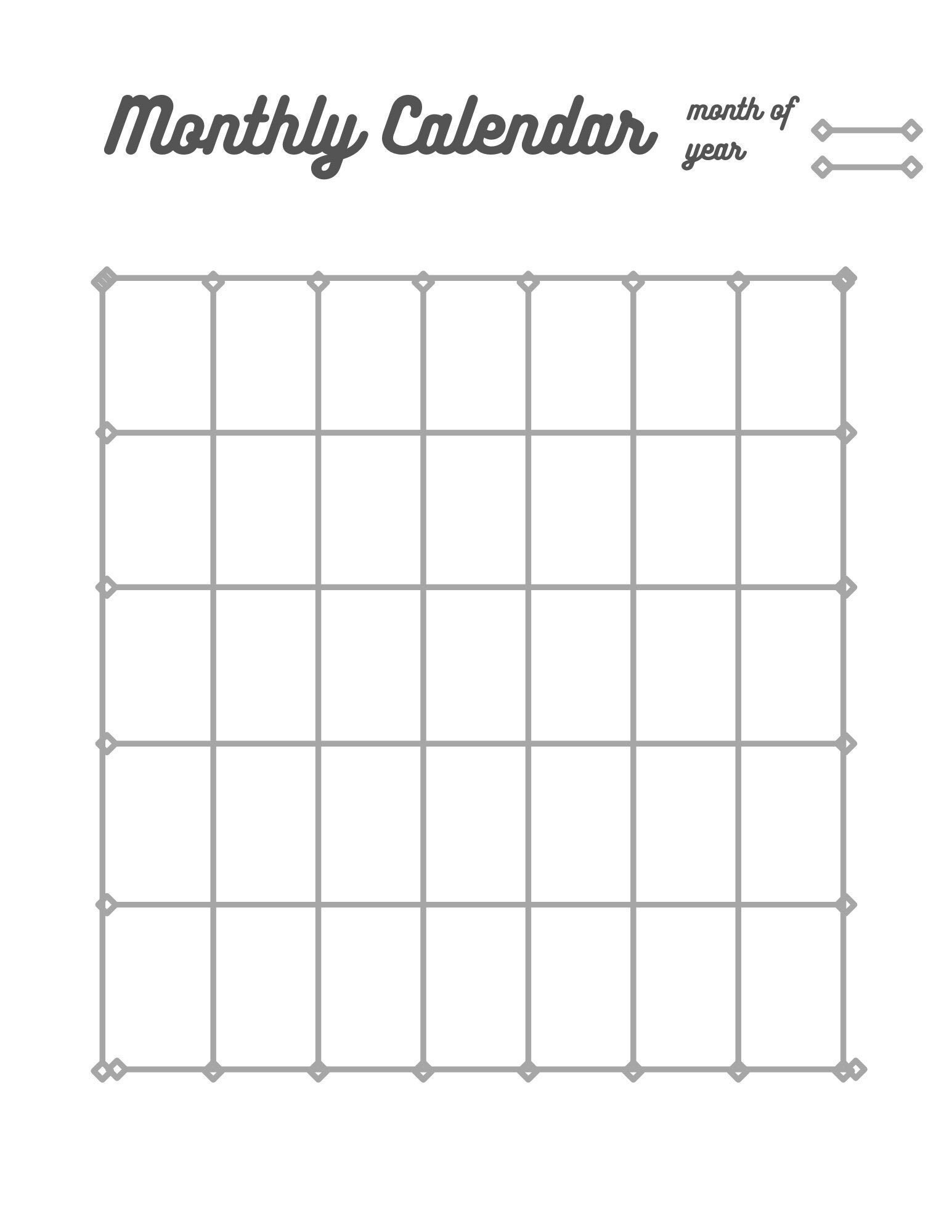 Monthly Calendar (printable)| Simple Undated Calendar in Digital Print ...
