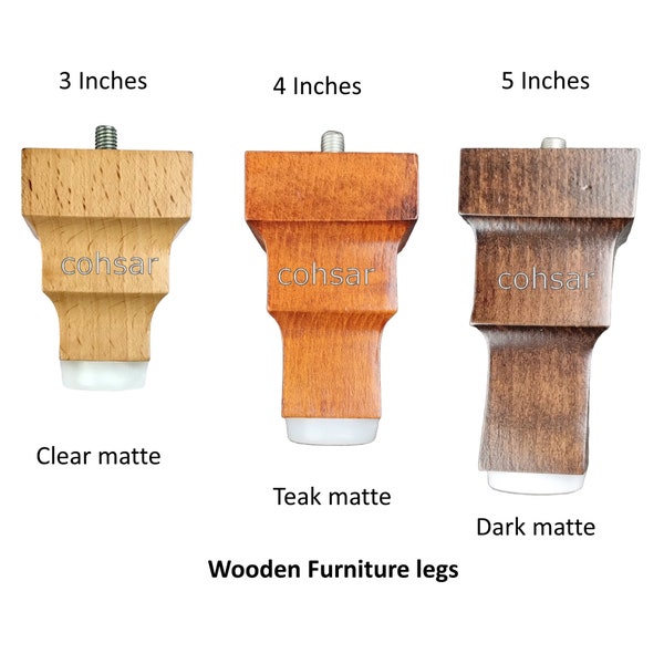 Wooden furniture legs, Set of 4 pieces, For sofa, desk, box etc,  sanded not polished