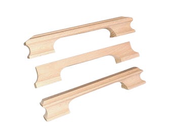 Beech Wood Door Handle: Modern Minimalist Drawer Pull