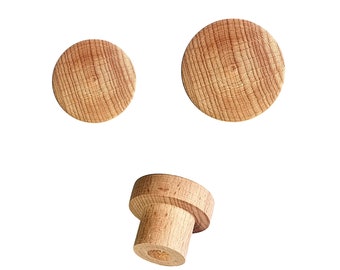 Sanded wooden round knobs for drawer, kitchen