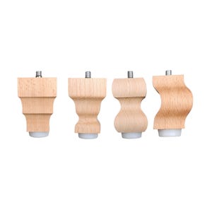 Not Polished Wooden Furniture Legs, Set Of 4 Pieces, For Sofa, Desk, Box Etc