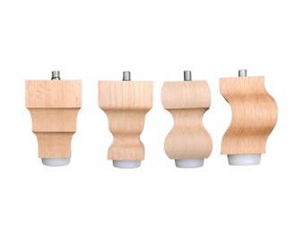Not Polished Wooden Furniture Legs, Set Of 4 Pieces, For Sofa, Desk, Box Etc