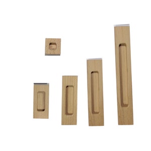 Beech Wood Recessed Door Handle: Modern Minimalist Drawer Pull