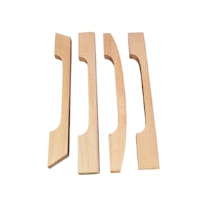 Beech Wood Door Handle: Modern Minimalist Cabinet Pull, Sanded Finish