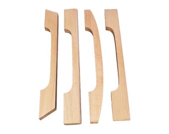 Beech Wood Door Handle: Modern Minimalist Cabinet Pull, Sanded Finish