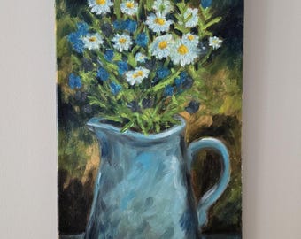 Original Impressionist Floral Oil Painting – 12" x 24" Stretched Canvas Art