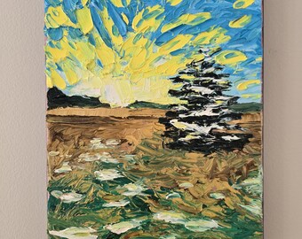 Original Impressionist Oil Painting 9" x 12" – Textured Landscape on Canvas