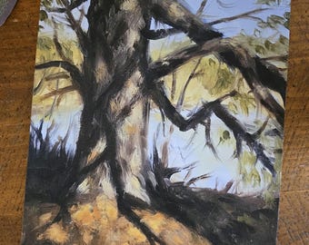 Tree Landscape Oil Painting Print: Cottagecore Art