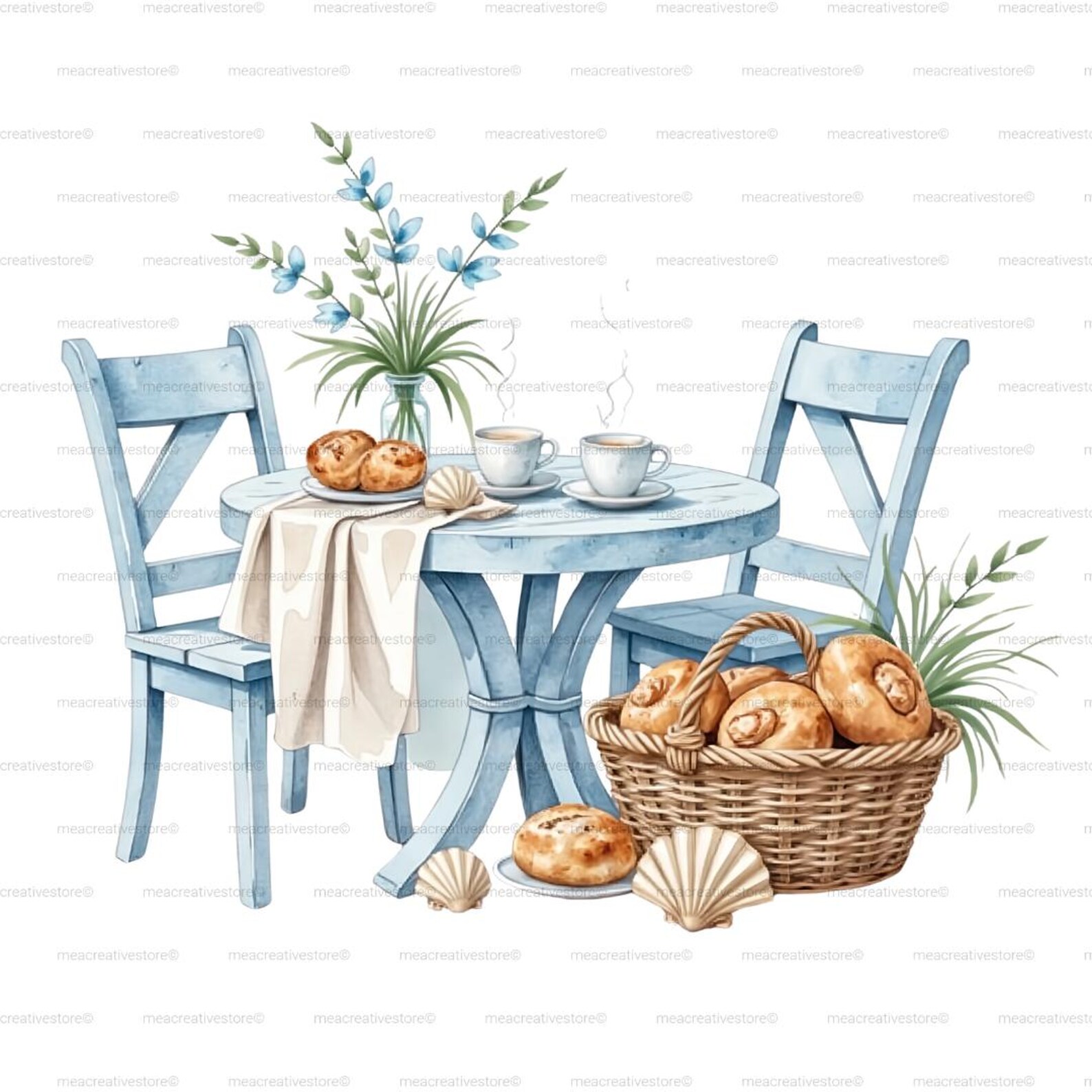 Coastal Café Clipart Bundle, Cottagecore Seaside Coffee Shop Pngs, 31 ...