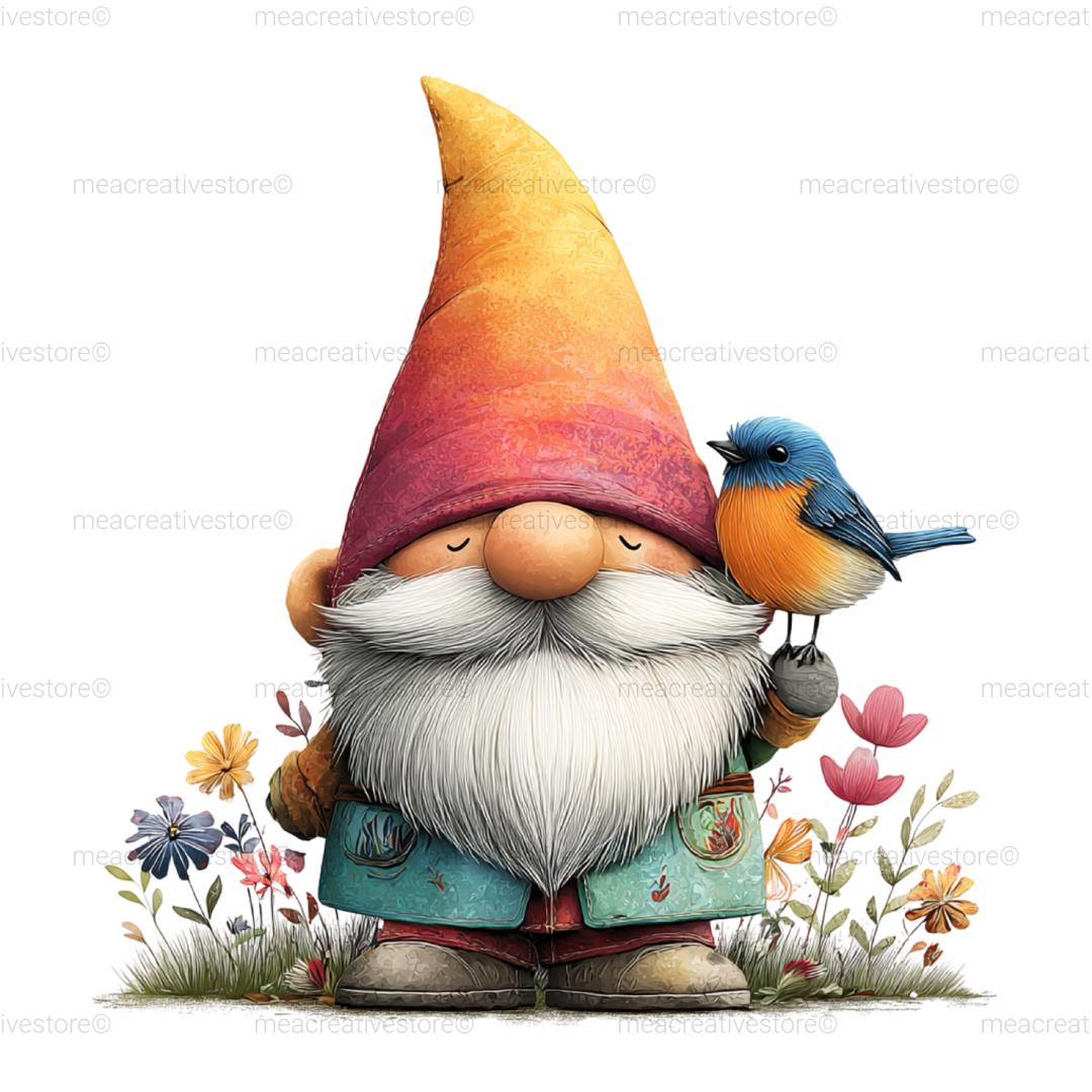 Whimsical Spring Gnome Clipart Bundle, Floral Gnome PNG, 30 Cute Garden ...