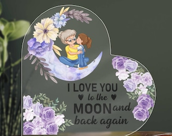 Personalized Acrylic Heart Plaque Gift for Grandma – Custom Keepsake for Grandmother's Birthday or Mother's Day