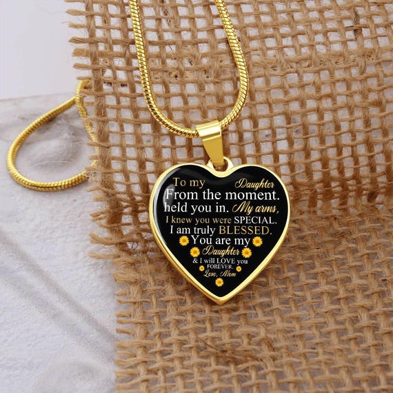 Collana Cuore Con Messaggio Per Figlia - Regalo Compleanno Laurea Natale - 2