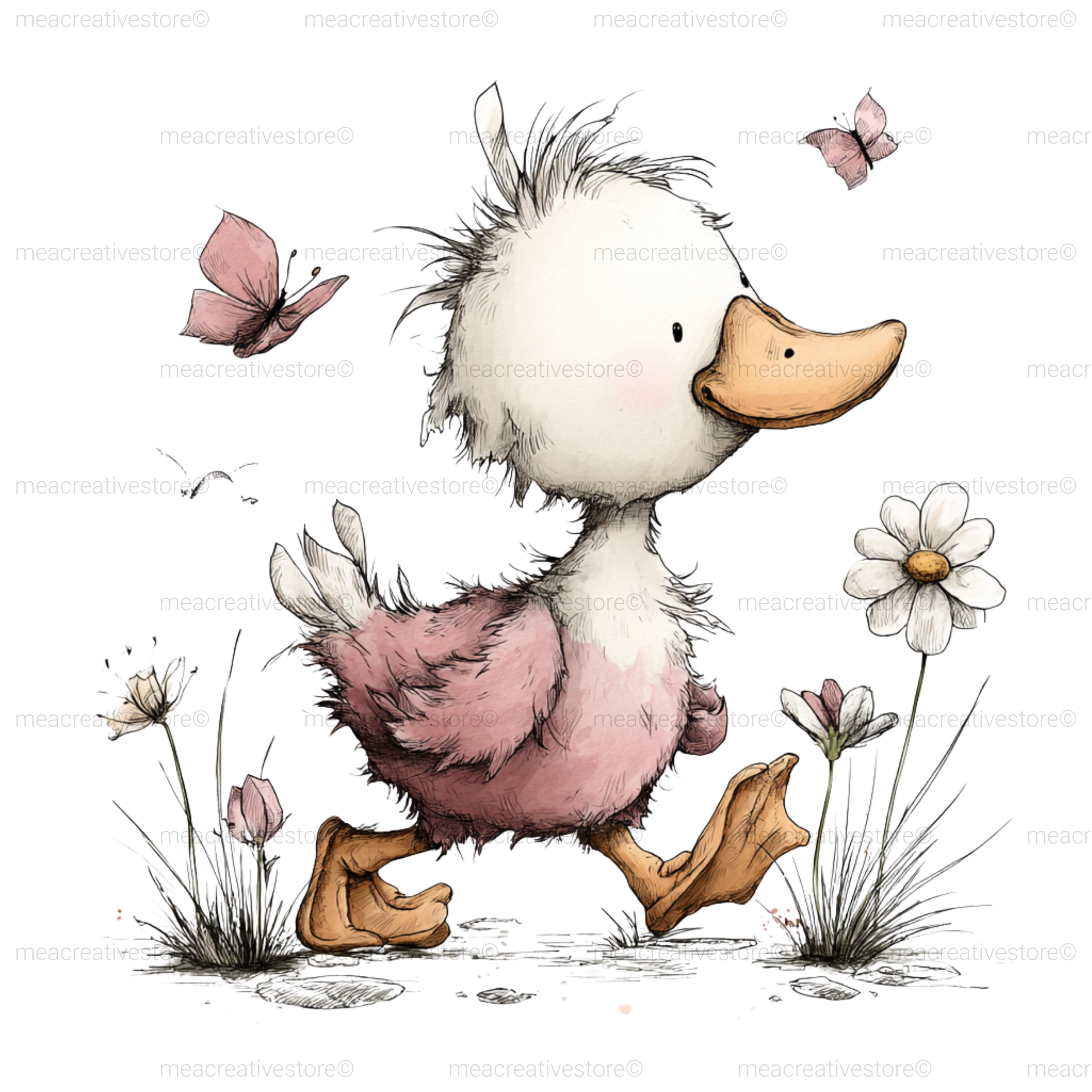 Whimsical Spring Goose Clipart Bundle, 21 PNG Files, Cute Goose Clipart ...