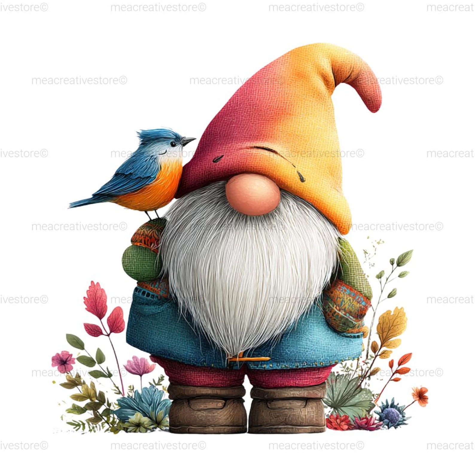 Whimsical Spring Gnome Clipart Bundle, Floral Gnome PNG, 30 Cute Garden ...