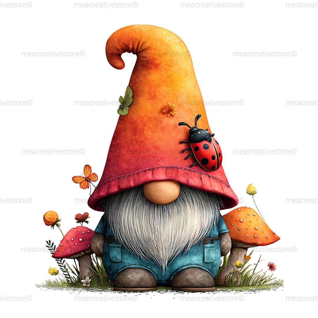 Whimsical Spring Gnome Clipart Bundle, Floral Gnome PNG, 30 Cute Garden ...