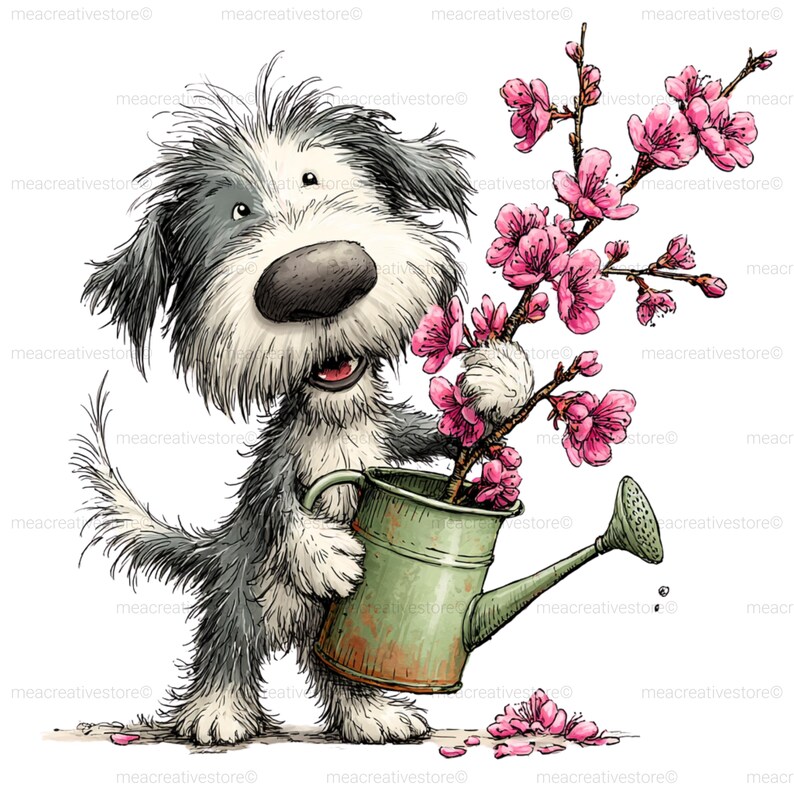 Cute Whimsical Spring Dog Clipart Bundle, 30 PNG Files, Pastel Puppy ...