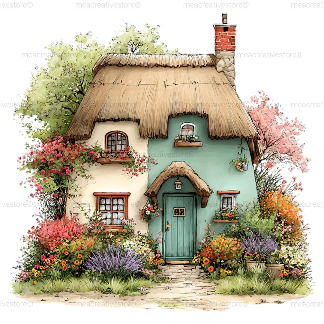 Whimsical Spring House Clipart Bundle, 39 Cute Cottage PNG, Fairy Tale ...