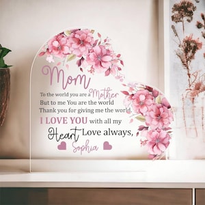 Personalized Acrylic Heart Plaque for Mom – “I Love You with All My Heart” Gift for Mother’s Day, Birthday, or More