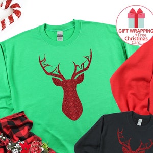 Merry Christmas Reindeer Sweatshirt, Christmas Jumper Family, FunnyChristmas Sweatshirt for Women Kids, Christmas Sweater, Xmas Present
