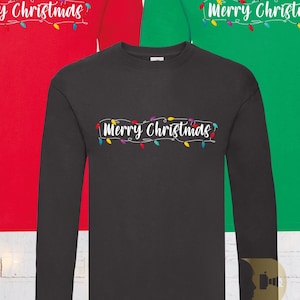Tshirt a maniche lunghe di Natale, Tshirt girocollo di Natale, maglione natalizio divertente per le donne, Tshirt di Natale per bambini, T Shirt di Natale per la famiglia