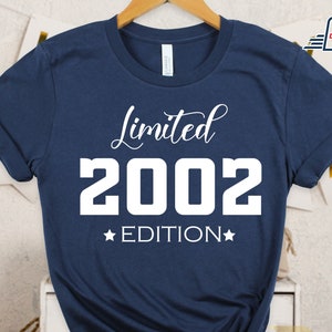 21e verjaardag T shirt UK, Limited Edition 2002 shirt, verjaardagsfeestje shirts voor meisjes jongens, 21e verjaardag cadeaus voor vriend 2023