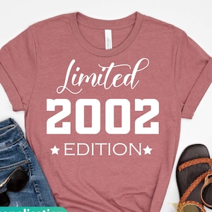 Camiseta de cumpleaños 21 2023, camisa de edición limitada 2002, camisas de fiesta de cumpleaños de año nuevo para niños niños, regalos de cumpleaños 21 para amigos