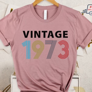 50. Geburtstag T Shirt Damen Unisex, Vintage 1973 Geburtstag Shirt UK, 50. Geburtstagsgeschenk für Frauen Männer, Geburtstagsgeschenk für Mama Oma