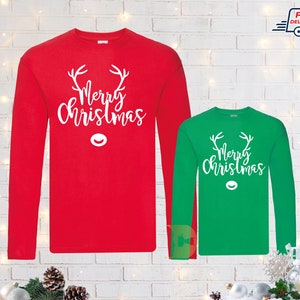T-shirt a maniche lunghe di Natale, Camicie di Natale divertenti per donne uomo, Magliette natalizie di Natale abbinate Unisex, Regali di Natale