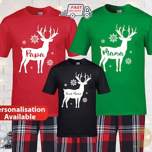 Personalised Family Christmas Pyjamas, Matching Christmas Tshirt,  Men Women Christmas Pyjamas UK, Christmas eve box, Xmas Gifts for Mum Dad