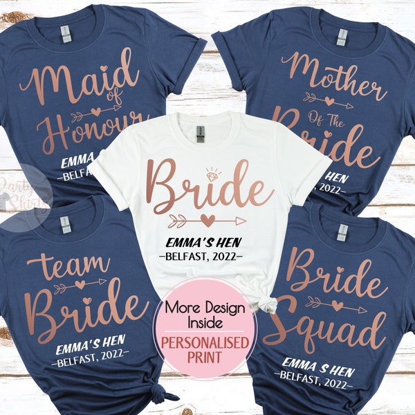 Personalised Bachelorette Party Tshirts, Hen Do Tshirts Tops, Bride Shirt, Bride Squad tshirt, Bride to Be shirt, Wedding gift