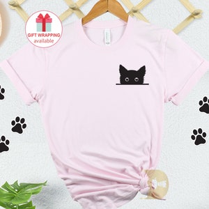 Cute Cat Shirt, Cat Shirt, Cat Lover Shirt, Pocket Cat T shirt, Shirt for Cats Lover, Funny Cat Shirts, Cat Mom Shirt, Cat Lover Gift
