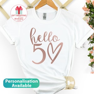 50th Birthday TShirt UK, Hello 50 Birthday, 50th Birthday T-shirts for Women Men, Hello Fifty Shirt, 50th Birthday Gift,Fifty Years Old Gift