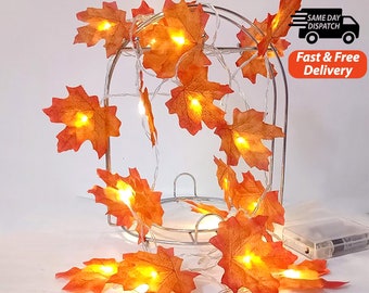 Maple Leaf Halloween Lights 3m 20 Led, Fall Maple leaf String lights, Halloween Home Garden Decor, Halloween Party Decoration Outdoor Indoor