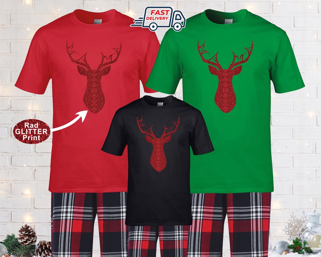 Matching Family Christmas Pyjamas, Christmas Family Reindeer Tshirt