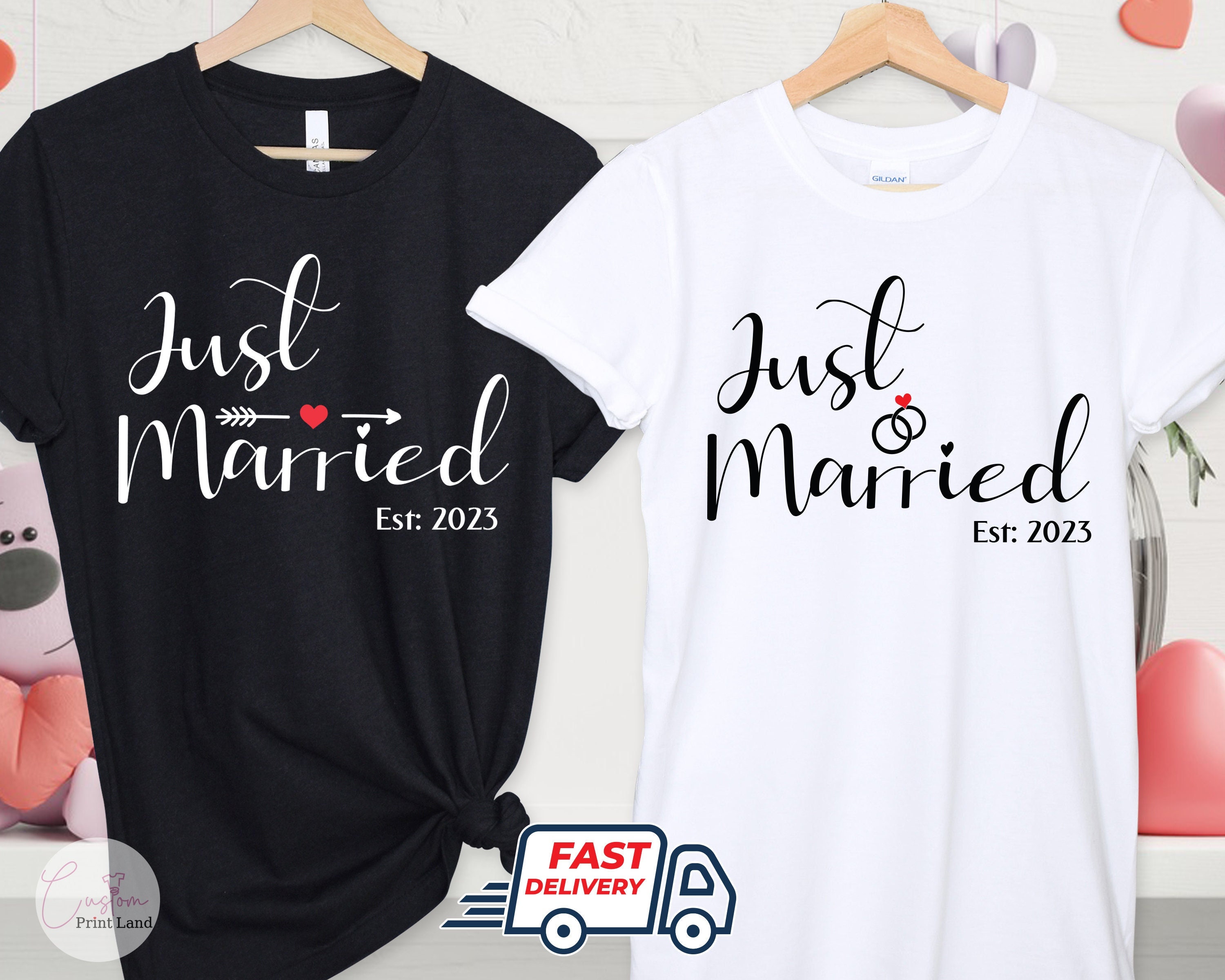 Discover Just Married Jeunes Mariés Cadeau De Mariage Femme Et Marié T-Shirt