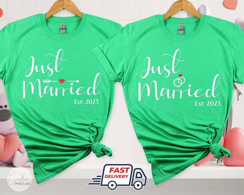 Just Married 2023 T Shirt, Newlywed Shirts Gift, Wedding Shirt, Honeymoon Shirts, Wife And Hubby Shirts, Valentine Matching Couple Shirts image 5