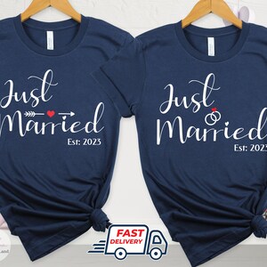 Just Married 2023 T Shirt, Newlywed Shirts Gift, Wedding Shirt, Honeymoon Shirts, Wife And Hubby Shirts, Valentine Matching Couple Shirts image 8