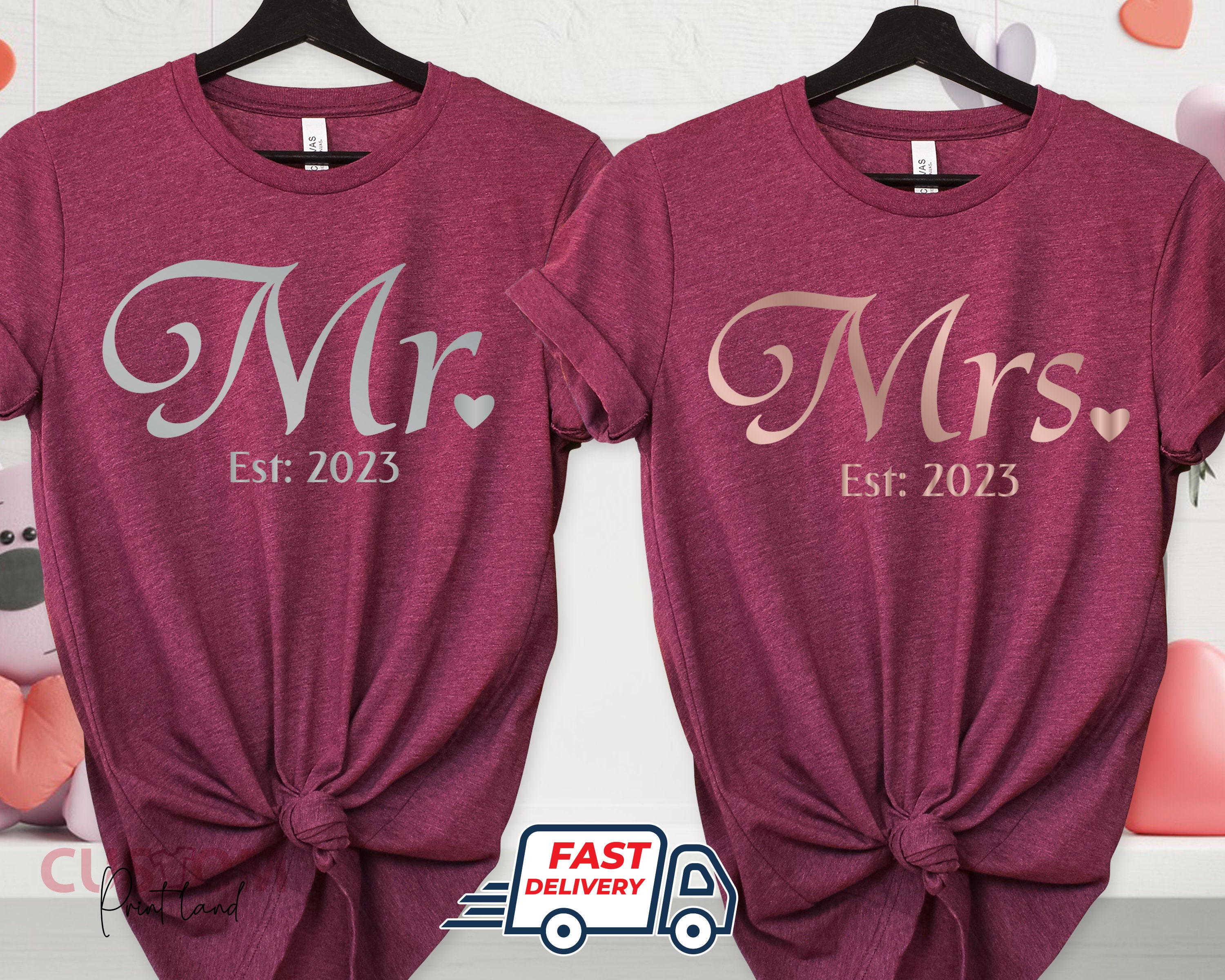 Discover T-shirt De Couple Mariage Mr Et Mme, T-Shirts Familiaux Assortis