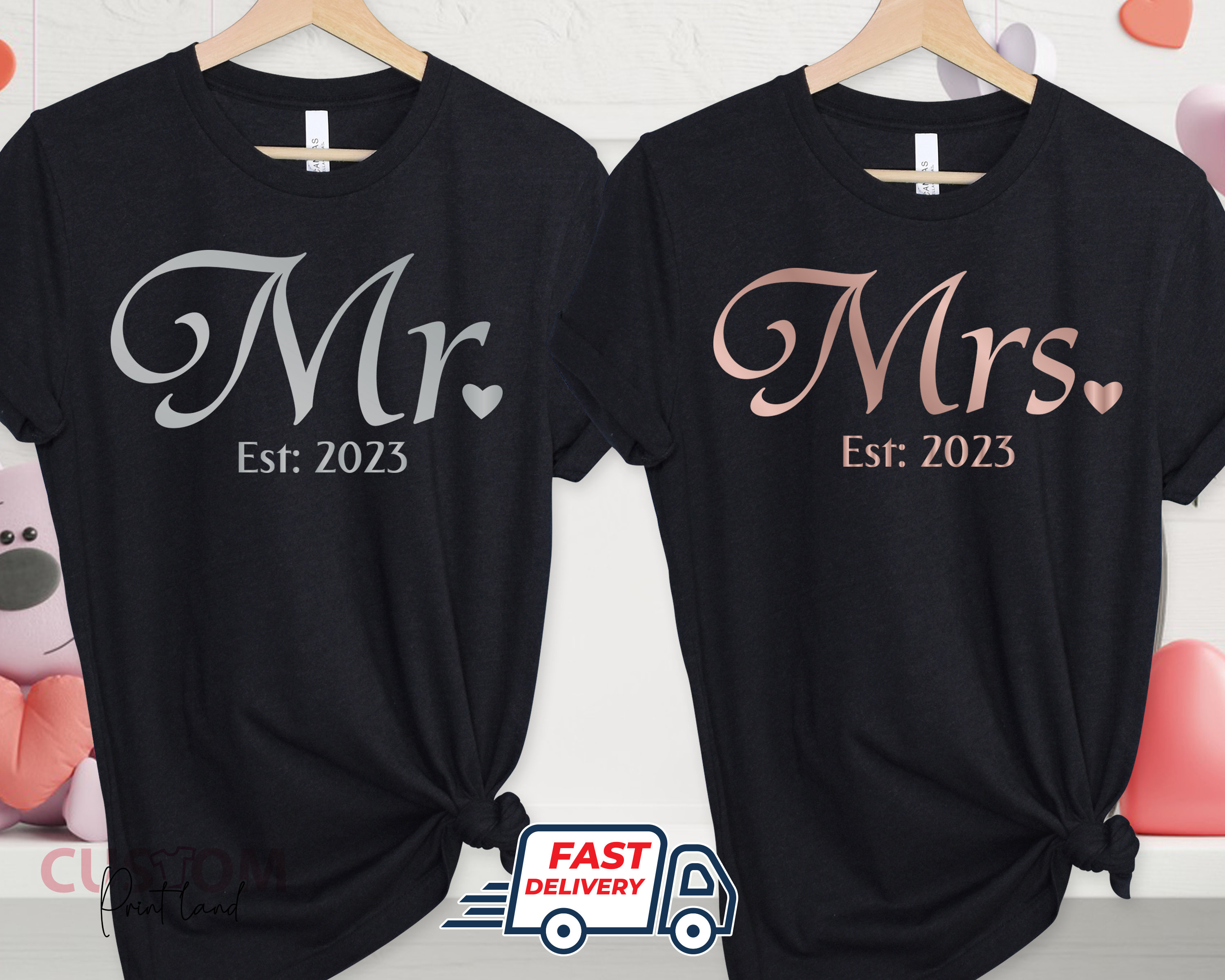 Discover T-shirt De Couple Mariage Mr Et Mme, T-Shirts Familiaux Assortis