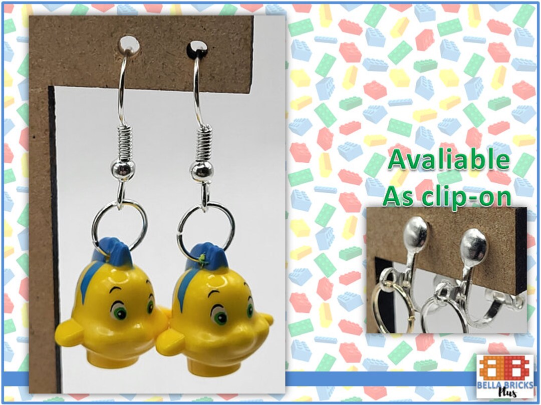 Custom Little Mermaid Flounder Earrings Dangle Drop or Clipon Etsy