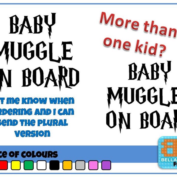 Baby Muggle / Muggles On Board Vinyl Aufkleber/Aufkleber für Dein Fahrzeug - Farbwahl (Auto, Van, Bus)