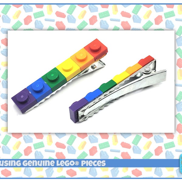 Custom Rainbow Hair Clips / barrettes made with LEGO® plates - Various Colours