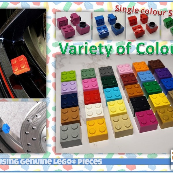 Benutzerdefinierte Ziegelventil / Staubkappen aus LEGO® Steine - Universalmontage - Auswahl an Farben