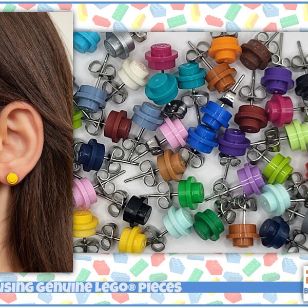Benutzerdefinierte Ohrstecker 1x1 Platte Ohrringe aus LEGO® Teilen - Wahl der Farben
